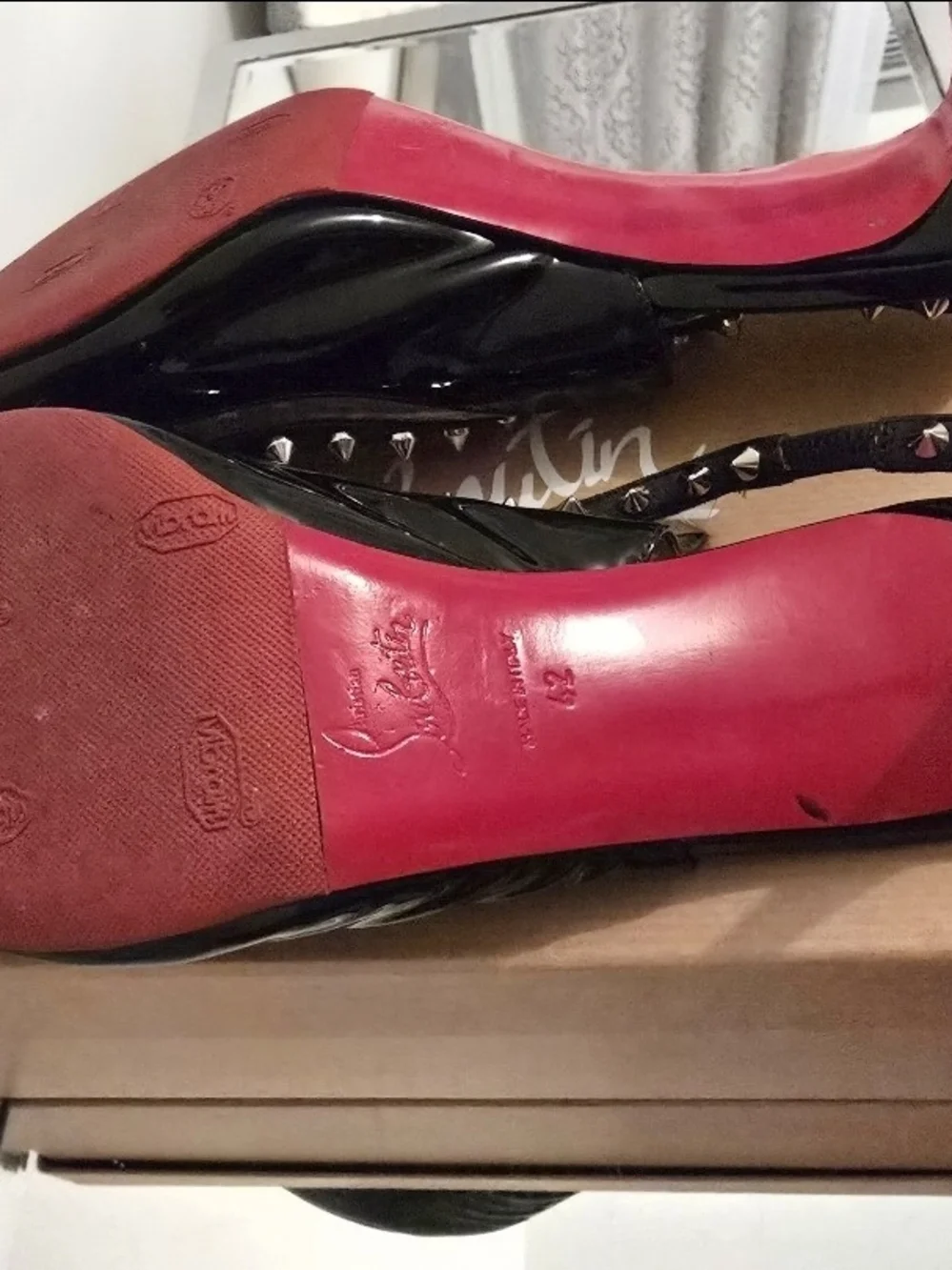Christian Louboutin Pointed Toy Stud Slingback 70 Size 42 Us 10 AUTHENTIC